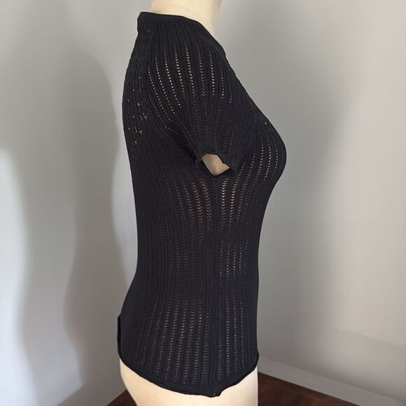 Zara Open Knit Short Sleeve Sweater Size M - Picture 4 of 10